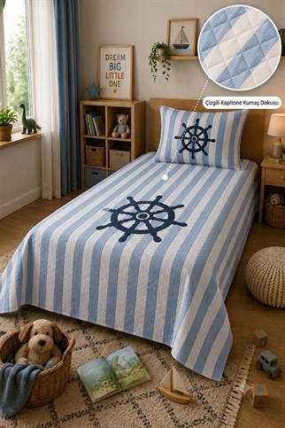 Evdek Bebek ve Çocuk Odası Ocean Captain – Denizci Tek Kişilik Pike Takımı 160X230 Cm 6ETD7