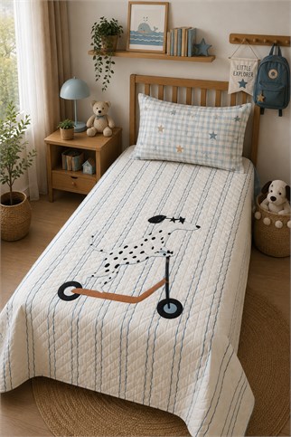 Evdek Bebek ve Çocuk Odası Scooter Pup - Scooter Yavrusu Tek Kişilik Pike Takımı 160X230 Cm 6EAD5