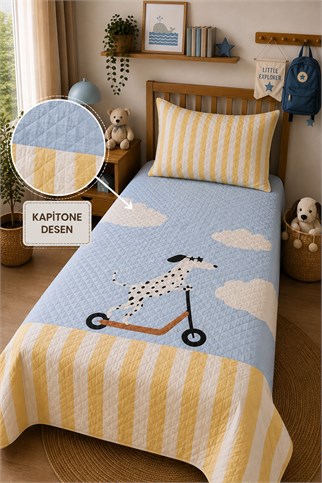 Evdek Bebek ve Çocuk Odası Sky Ride Pup - Gökyüzü Yavrusu Tek Kişilik Pike Takımı 160x230 Cm 6EAD6