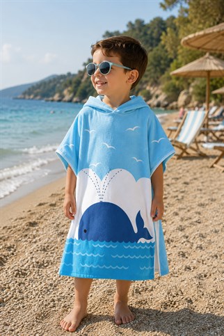 Evdek Blue Whale Çocuk Panço Plaj Havlusu