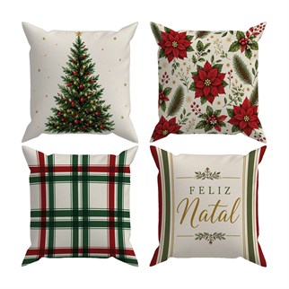 Evdek Christmas Çift Tarafı Baskılı 4’lü Kırlent Kılıfı 6ECHD3