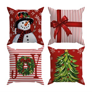 Evdek Christmas Çift Tarafı Baskılı 4’lü Kırlent Kılıfı 6ECHD6
