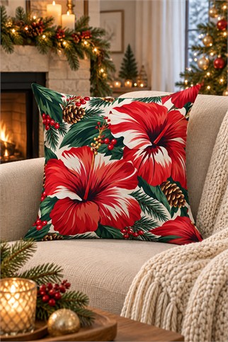 Evdek Christmas Çift Tarafı Baskılı Kırlent Kılıfı 6ECHD21