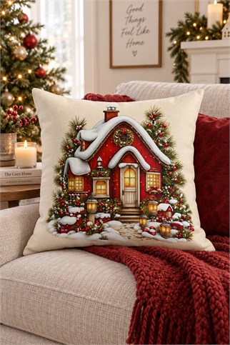 Evdek Christmas Çift Tarafı Baskılı Kırlent Kılıfı 6ECHD18