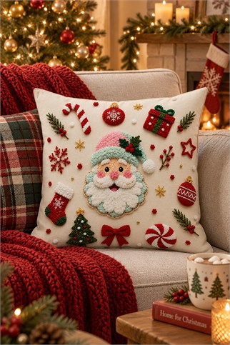 Evdek Christmas Çift Tarafı Baskılı Kırlent Kılıfı 6ECHD8