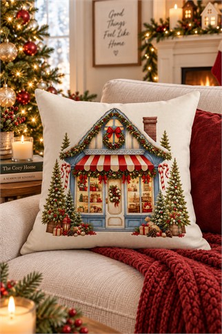 Evdek Christmas Çift Tarafı Baskılı Kırlent Kılıfı 6ECHD20