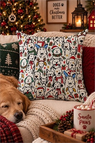 Evdek Christmas Çift Tarafı Baskılı Kırlent Kılıfı 6ECHD29