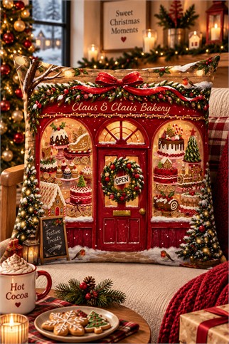 Evdek Christmas Çift Tarafı Baskılı Kırlent Kılıfı 6ECHD12