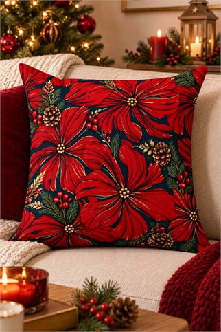 Evdek Christmas Çift Tarafı Baskılı Kırlent Kılıfı 6ECHD22