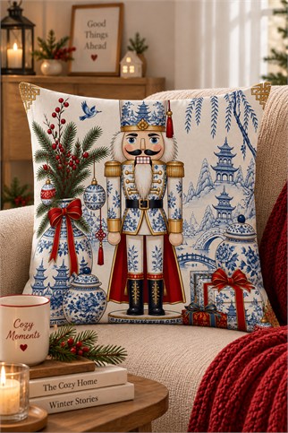 Evdek Christmas Çift Tarafı Baskılı Kırlent Kılıfı 6ECHD17