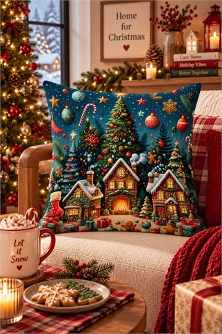 Evdek Christmas Çift Tarafı Baskılı Kırlent Kılıfı 6ECHD9