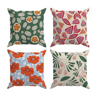 Evdek Çift Tarafı Baskılı 4’lü Kırlent Kılıfı 6EOD4