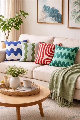 Evdek Çift Tarafı Baskılı 4’lü Kırlent Kılıfı 6EOD5