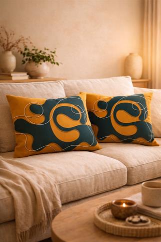 Evdek Çift Taraflı Dikdörtgen Kırlent Kılıf 2li Ds23