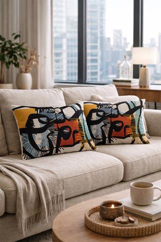 Evdek Çift Taraflı Dikdörtgen Kırlent Kılıf 2li Ds22