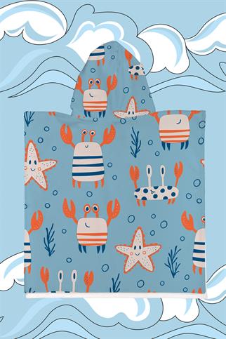 Evdek Crab Carnival Çocuk Panço Plaj Havlusu