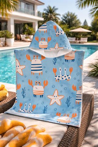 Evdek Crab Carnival Çocuk Panço Plaj Havlusu