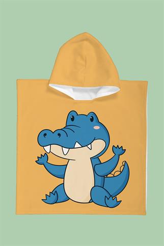 Evdek Crocodile Çocuk Panço Plaj Havlusu
