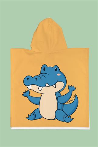 Evdek Crocodile Çocuk Panço Plaj Havlusu