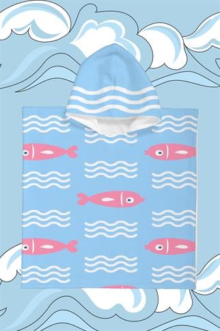 Evdek Fish Band Çocuk Panço Plaj Havlusu