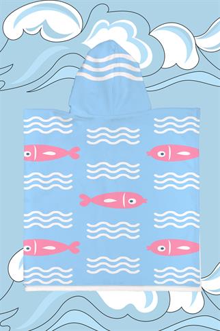 Evdek Fish Band Çocuk Panço Plaj Havlusu