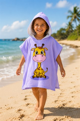 Evdek Giraffe Çocuk Panço Plaj Havlusu