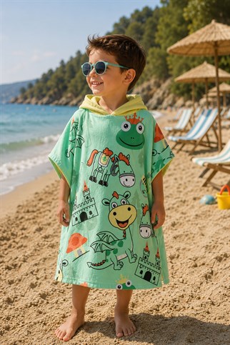 Evdek Green Kingdom Çocuk Panço Plaj Havlusu