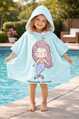 Evdek Mermaid Çocuk Panço Plaj Havlusu