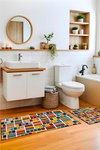 Evdek Patchwork 2li Banyo Paspas Takım