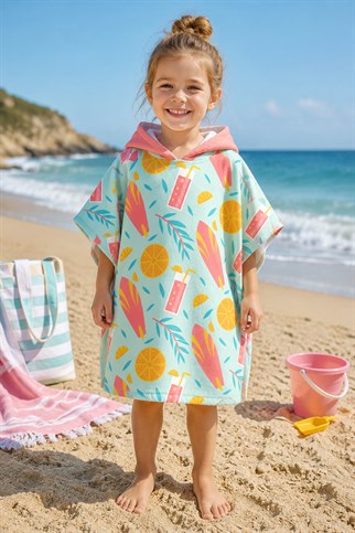 Evdek Pink Lemonade Çocuk Panço Plaj Havlusu
