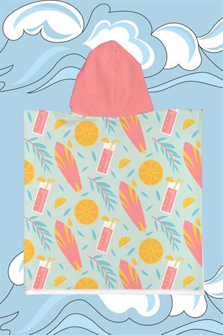 Evdek Pink Lemonade Çocuk Panço Plaj Havlusu