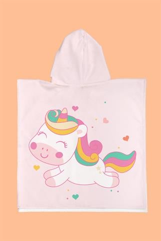 Evdek Rainbow Unicorn Çocuk Panço Plaj Havlusu