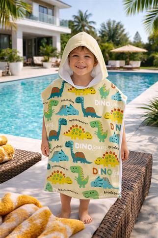 Evdek Rex Dino Çocuk Panço Plaj Havlusu
