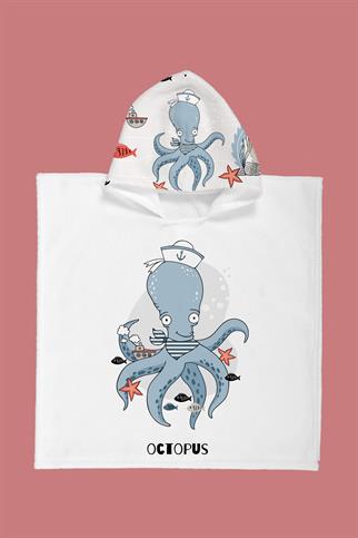 Evdek Sailor Octopus Çocuk Panço Plaj Havlusu