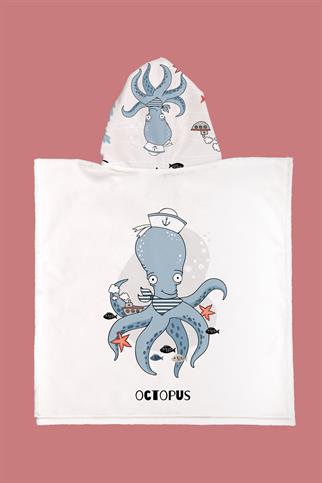 Evdek Sailor Octopus Çocuk Panço Plaj Havlusu