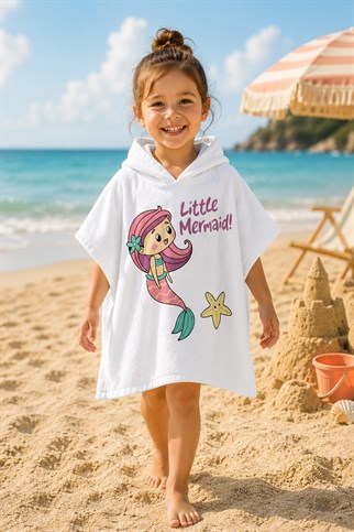 Evdek Star Mermaid Çocuk Panço Plaj Havlusu