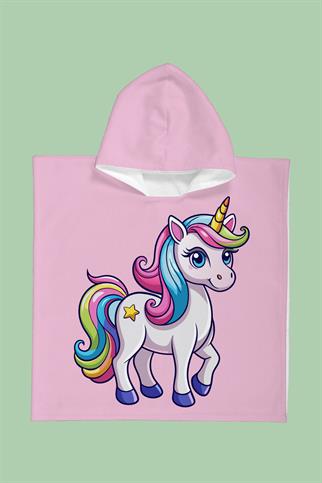 Evdek Star Unicorn Çocuk Panço Plaj Havlusu