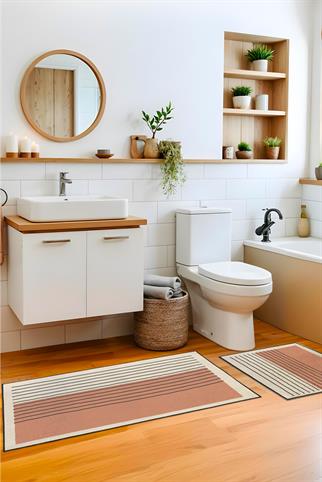 Evdek Striped Spring 2li Banyo Paspas Takım