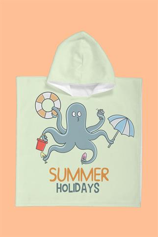 Evdek Summer Octopus Çocuk Panço Plaj Havlusu