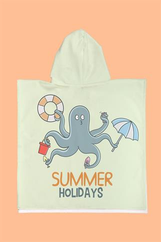 Evdek Summer Octopus Çocuk Panço Plaj Havlusu