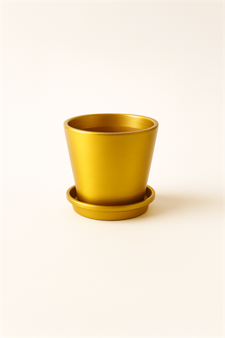 Evdek Tabaklı Altın Konik Çömlek Saksı 23x23 Cm