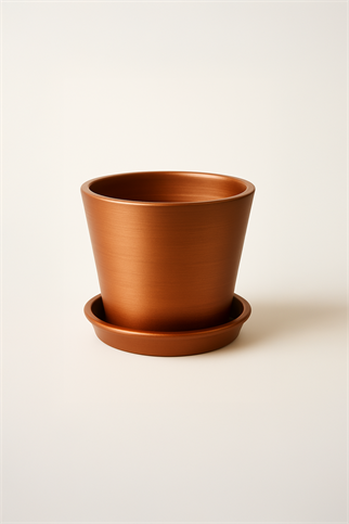 Evdek Tabaklı Bronz Konik Çömlek Saksı 16x16 Cm