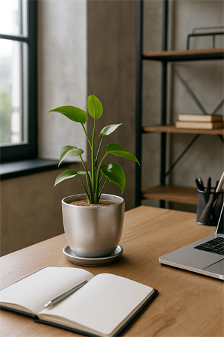 Evdek Tabaklı Gümüş Çömlek Saksı 19x19 Cm