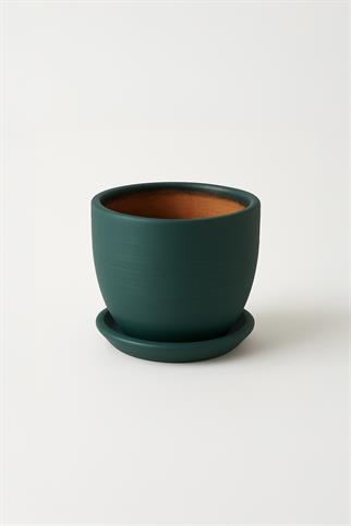 Evdek Tabaklı Haki Yeşil Çömlek Saksı 19x19 Cm