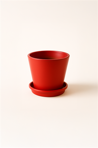 Evdek Tabaklı Kırmızı Konik Çömlek Saksı 14x15 Cm