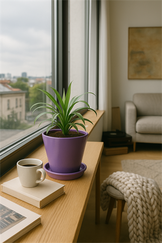 Evdek Tabaklı Lila Konik Çömlek Saksı 14x15 Cm