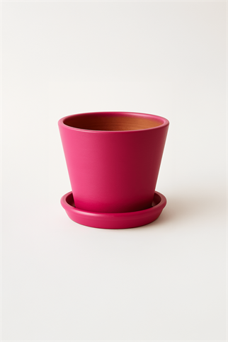 Evdek Tabaklı Pembe Konik Çömlek Saksı 14x15 Cm