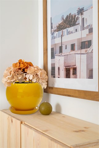 Evdek Tabaklı Sarı Tombul Çömlek Saksı 18x17 Cm