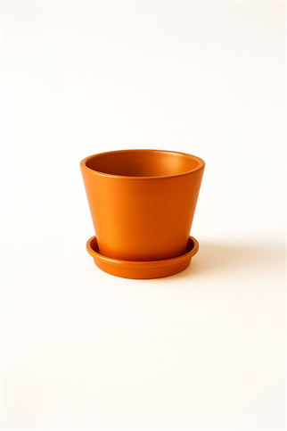 Evdek Tabaklı Turuncu Konik Çömlek Saksı 14x15 Cm