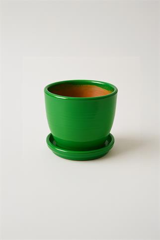 Evdek Tabaklı Yeşil Çömlek Saksı 19x19 Cm